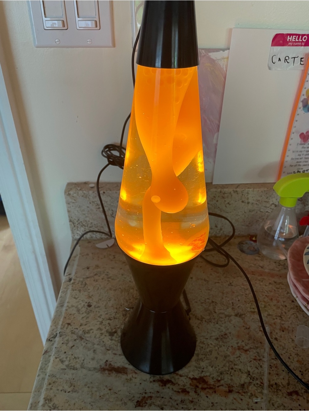 Vintage Lava Lite Lava Lamp Midnight Series -Clear Liquid Yellow Wax